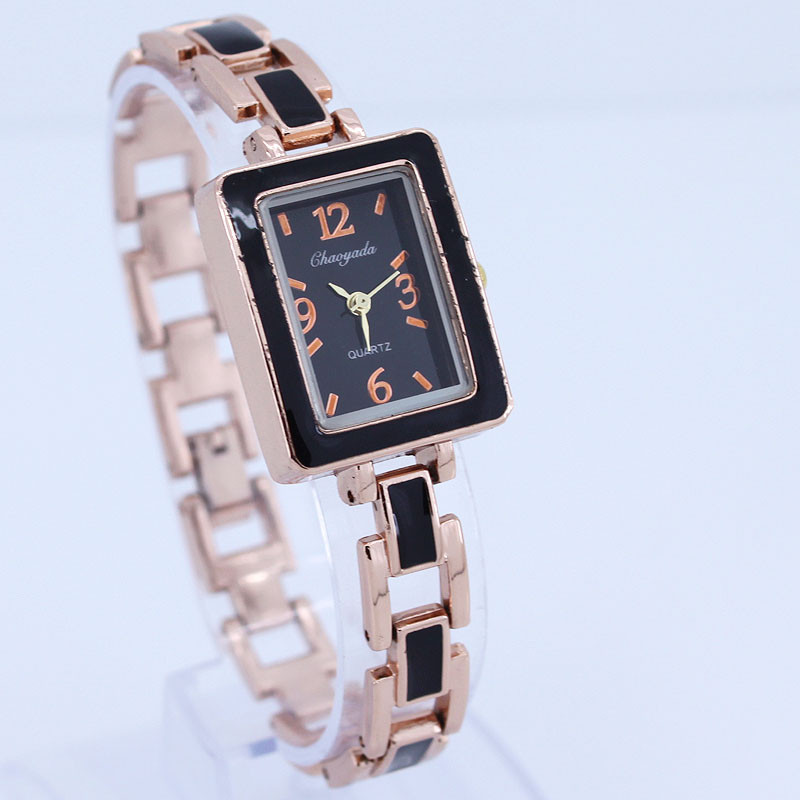 5 színben elérhető négyzet alakú női női lány rózsa arany szíj kvarc ruha karóra elemmel, új O20
