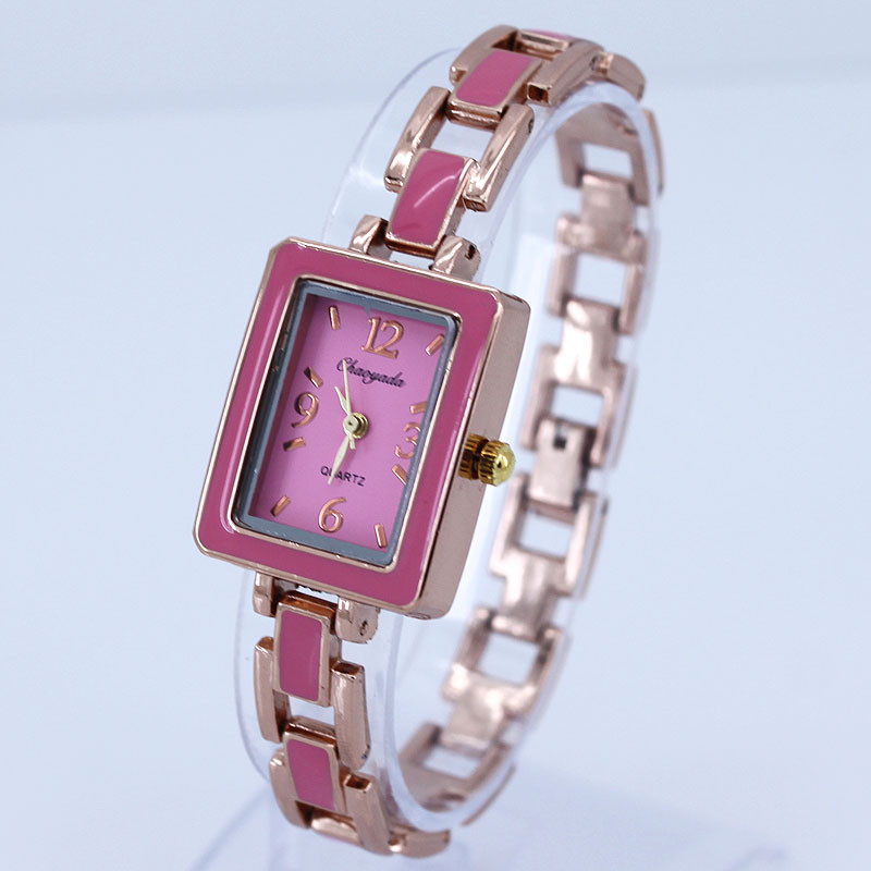 5 színben elérhető négyzet alakú női női lány rózsa arany szíj kvarc ruha karóra elemmel, új O20