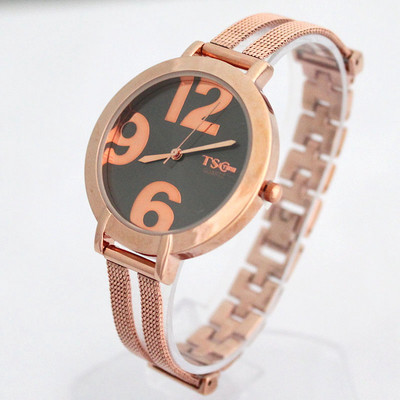 Uus mood vabaaja hõbedane populaarne naiste naiste tüdrukute käekell roostevabast terasest rihmaga luksuslik kleit, 4 värvi käekell