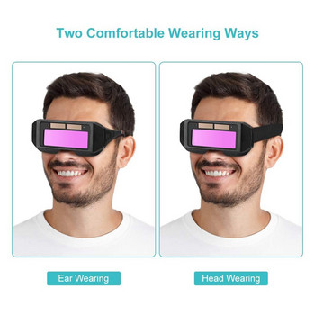 Очила за заваряване Слънчево захранвана с автоматично затъмняване маска за заваряване Очила за заварчици с еластична лента за глава и калъф за съхранение
