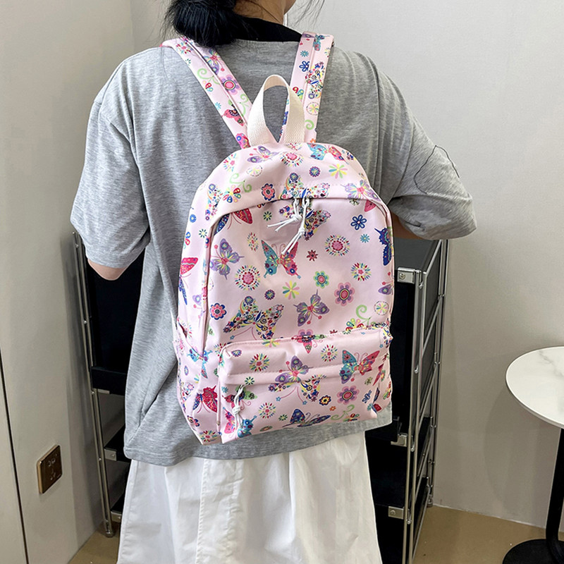 Iskolai hátizsák lányoknak tiniknek női hátizsák laptop hátizsák aranyos pillangós virágos hátizsák nylon nagy diákkönyvtáskák 2023