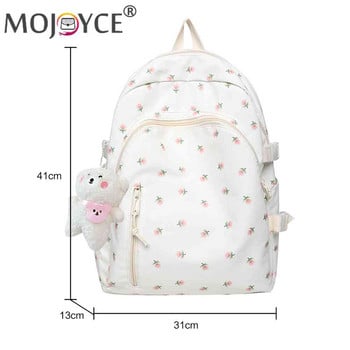 Fashion Floral Backpack College Student Μεγάλης χωρητικότητας Φρέσκια σχολική τσάντα Mochilas Flower Απλό υφασμάτινο σακίδιο πλάτης Δώρα κόρης