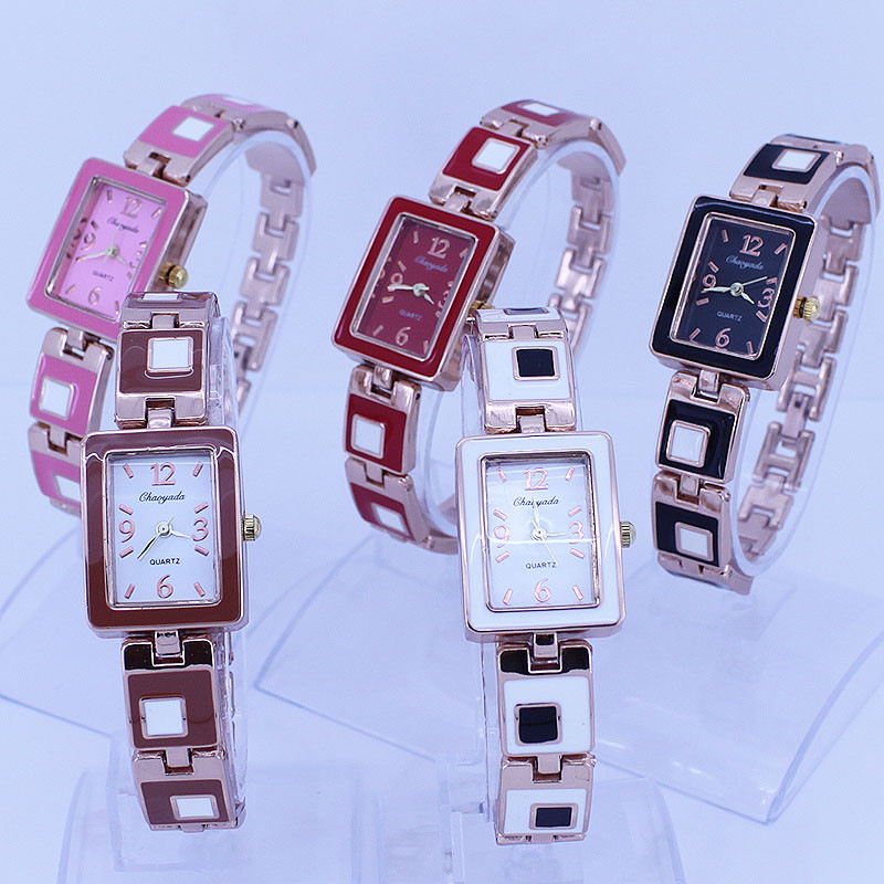 Pilnīgi jauns, pieejams 5 krāsu kvadrātveida modes dāma, sieviešu meitene, sakausējuma siksna, kvarca kleita, rokas pulksteņa akumulators, jauns O29