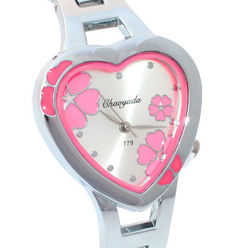 Επώνυμα πολυτελές ασημένιο ρολόι Γυναικεία ρολόγια χειρός χαλαζία Γυναικεία γυναικεία ρολόγια βραχιόλι από ατσάλι Feminino Relojes D15 Pink Flowers
