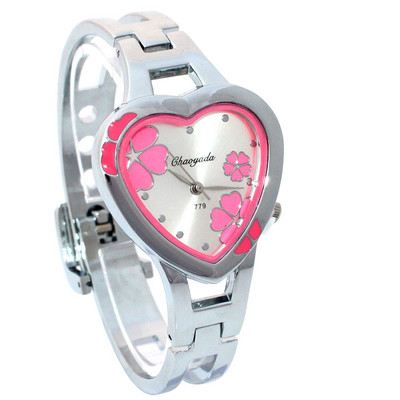 Prekės ženklo prabangus sidabrinis laikrodis moteriškas kvarcinis rankinis moteriškas moteriškas laikrodis su plienine apyranke Feminino Relojes D15 Rožinės gėlės