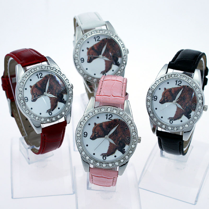 kvaliteetsed lapsed poisid karu sihverplaat loomade multifilmid kvartskellad laste vabaaja helendavad käed nahast käekellad