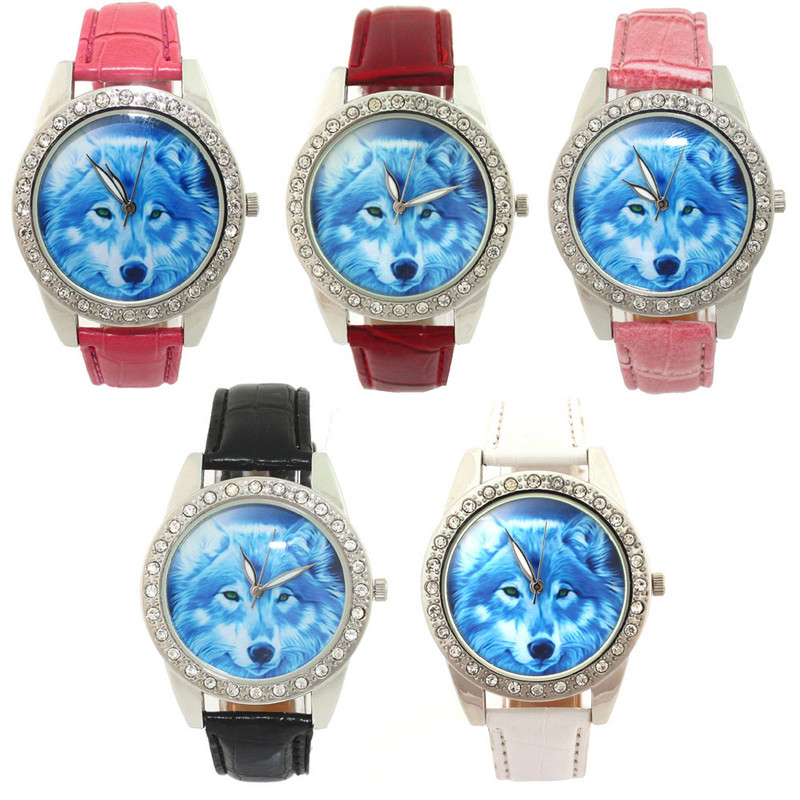 Ολοκαίνουργιο Υψηλής Ποιότητας Ανδρικά Αγόρια Γυναικεία Γυναικεία Ρολόγια Wolf Dial Δερμάτινο χαλαζία αναλογικά κινούμενα σχέδια Casual Wrist ρολόγια L34B