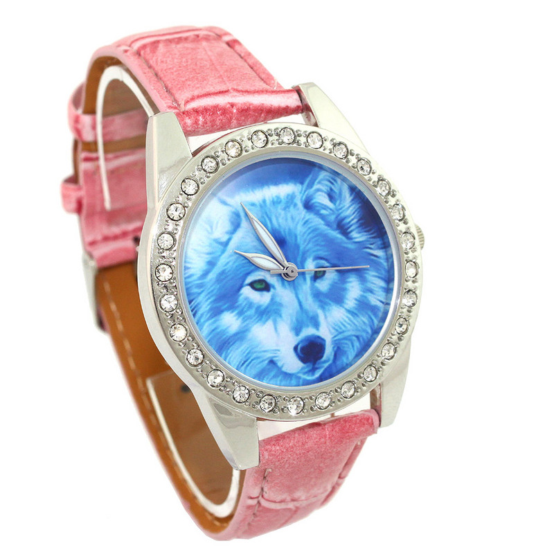 Ολοκαίνουργιο Υψηλής Ποιότητας Ανδρικά Αγόρια Γυναικεία Γυναικεία Ρολόγια Wolf Dial Δερμάτινο χαλαζία αναλογικά κινούμενα σχέδια Casual Wrist ρολόγια L34B