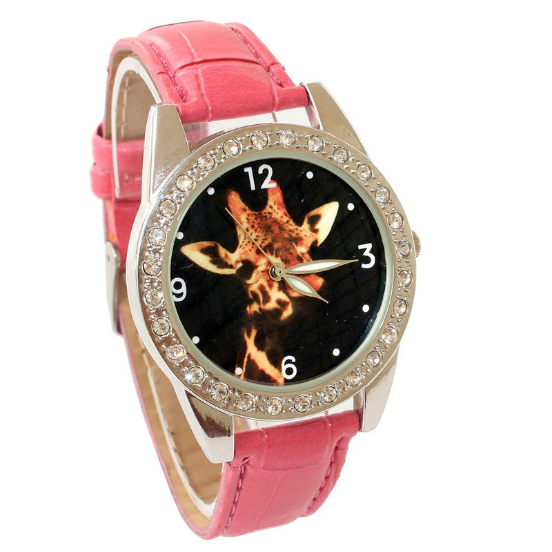 Cadran girafă de modă de înaltă calitate pentru copii, băieți, ceasuri de cuarț din desene animate pentru copii mici, ocazional, mâini luminoase, ceasuri de mână din piele