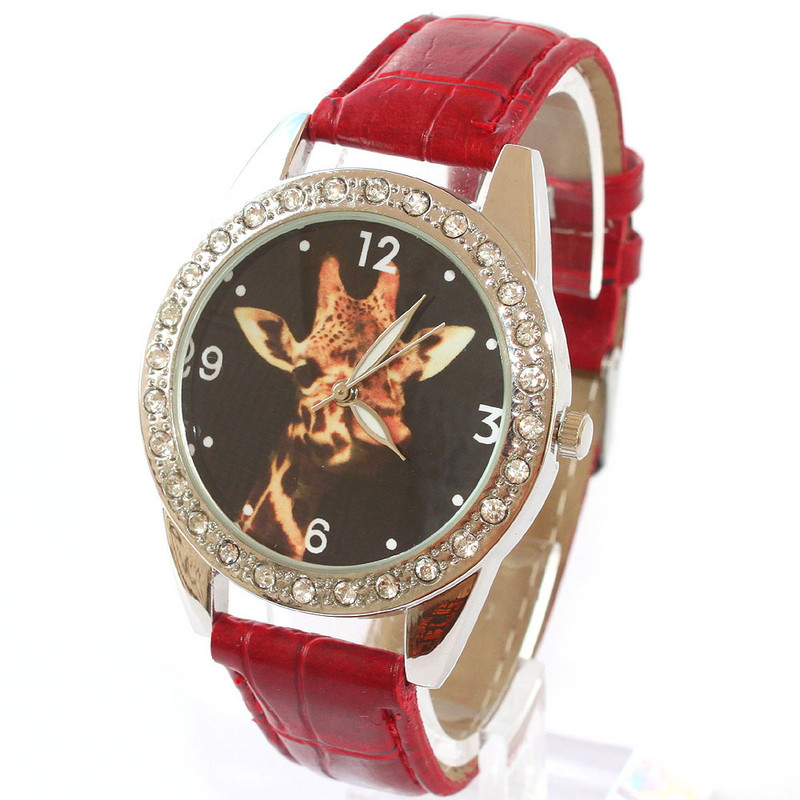 Cadran girafă de modă de înaltă calitate pentru copii, băieți, ceasuri de cuarț din desene animate pentru copii mici, ocazional, mâini luminoase, ceasuri de mână din piele