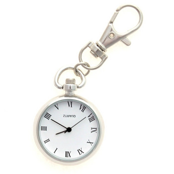 Νέο Μόδα Ασημί Χρώμα Γοητευτικό ρολόι τσέπης από κράμα με ρολόγια μπρελόκ με μακριά αλυσίδα Ρολόι μπρελόκ με αλυσίδα