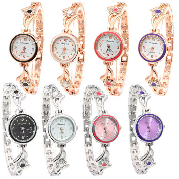 Γυναικείο στρογγυλό ρολόι χαλαζία Κομψό γυναικείο Ηλεκτρονικό γυναικείο ρολόι Digtal Γυναικεία ρολόγια Rhinestone