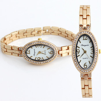 Луксозен моден дамски часовник с гривна Дамски ръчни часовници със кристали Аналогов часовник Дамска рокля Кварцов часовник Montre Femme