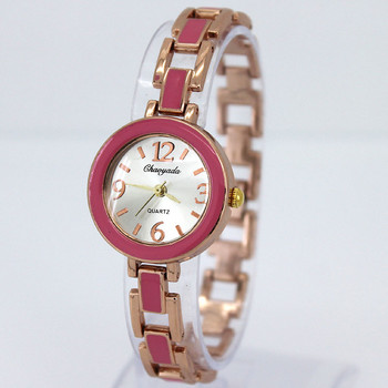 Ολοκαίνουργιο δημοφιλές στρογγυλό ρολόι μόδας Γυναικείο κορίτσι ροζ χρυσό λουράκι χαλαζία Ρολόι χειρός Συμπεριλαμβάνεται μπαταρία Νέο βραχιόλι O30 ρολόι