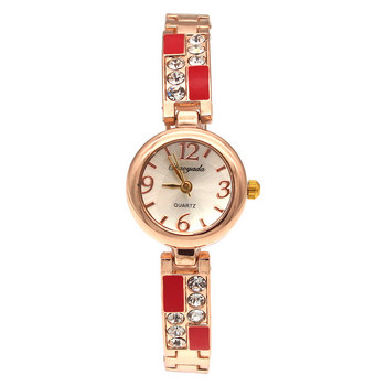 Περιστασιακό ρολόι λουράκι στρας Μεταλλικά υλικά Φόρεμα γυναικείο ρολόι Κομψά γυναικεία ρολόγια Ώρες φόρεμα χαλαζία Γυάλινο ρολόγια χειρός O79