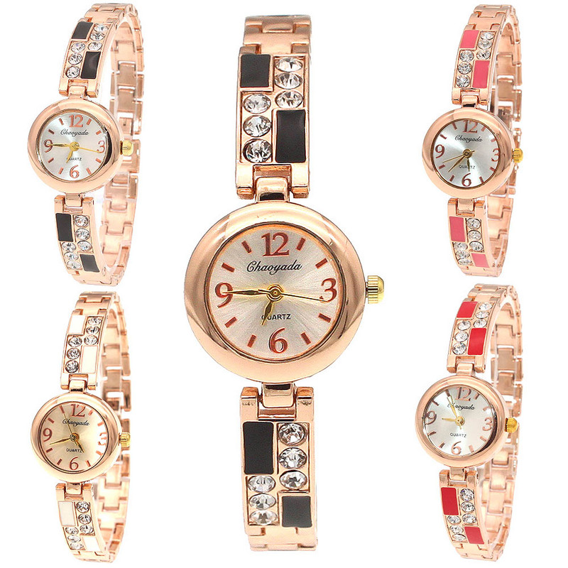 Hétköznapi óra Strasszkő szíj Fém Anyagok Ruha Női Óra Stílusos Női Órák Óra Kvarc Ruha Üveg Karórák O79