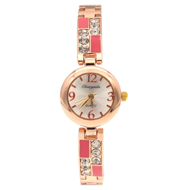 Hétköznapi óra Strasszkő szíj Fém Anyagok Ruha Női Óra Stílusos Női Órák Óra Kvarc Ruha Üveg Karórák O79