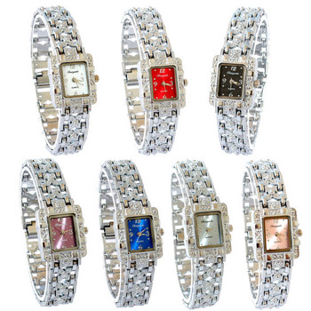 Γυναικείο ρολόι Ορθογώνιο καντράν Ασημένιο ρολόγια κρυστάλλου από ανοξείδωτο ατσάλι Fashion Quartz για Γυναικεία γυναικεία μεγάλα relojes Hot Sale Relojes