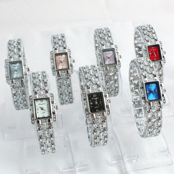 Γυναικείο ρολόι Ορθογώνιο καντράν Ασημένιο ρολόγια κρυστάλλου από ανοξείδωτο ατσάλι Fashion Quartz για Γυναικεία γυναικεία μεγάλα relojes Hot Sale Relojes