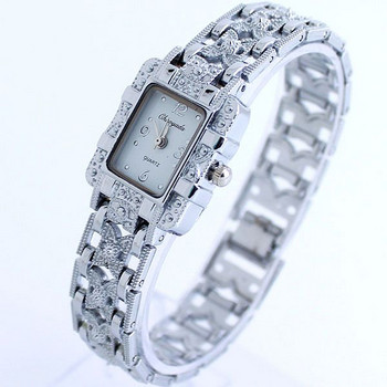 Дамски часовник с правоъгълен циферблат Сребърни часовници с кристал от неръждаема стомана Модни кварцови за жени дами major relojes Горещи разпродажби Relojes