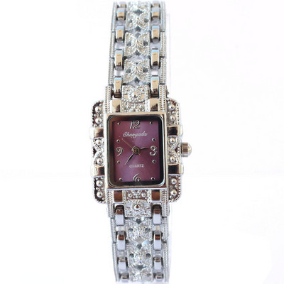 Moteriški laikrodžiai Stačiakampis ciferblatas Sidabrinis nerūdijančio plieno krištoliniai laikrodžiai Madingi kvarcas moterims Moteriški reljefai Karštas Išpardavimas Relojes