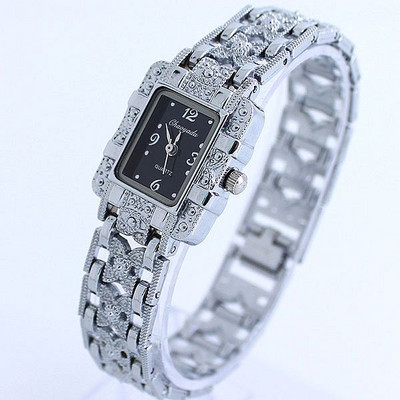 Moteriški laikrodžiai Stačiakampis ciferblatas Sidabrinis nerūdijančio plieno krištoliniai laikrodžiai Madingi kvarcas moterims Moteriški reljefai Karštas Išpardavimas Relojes