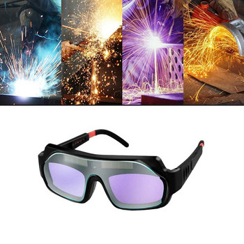 Solar Powered Auto Darkening Welding Mask Goggles Welder Glasses με 5 τμχ προστατευτικούς φακούς υπολογιστή και θήκη αποθήκευσης