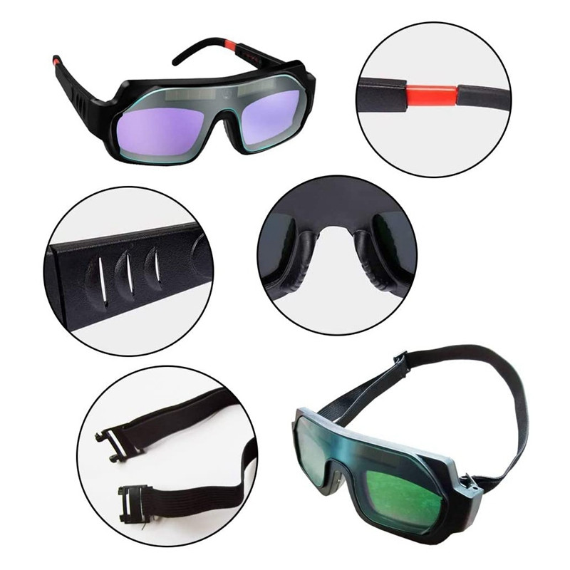 Solar Powered Auto Darkening Welding Mask Goggles Welder Glasses με 5 τμχ προστατευτικούς φακούς υπολογιστή και θήκη αποθήκευσης