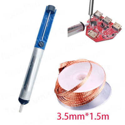 Solder Sucker Litavimo siurblys Aliuminis vakuuminis rašiklis litavimo geležies rinkinys Wick Wire Švino laido srautas BGA suvirinimo taisymo įrankis