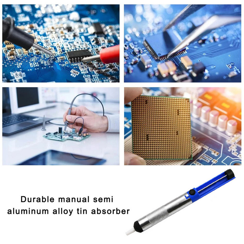 Solder Sucker Litavimo siurblys Aliuminis vakuuminis rašiklis litavimo geležies rinkinys Wick Wire Švino laido srautas BGA suvirinimo taisymo įrankis