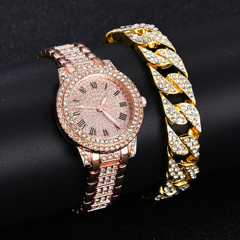Diamond γυναικεία ρολόγια Χρυσό ρολόι Γυναικεία ρολόγια χειρός πολυτελείας μάρκας Rhinestone Γυναικεία ρολόγια βραχιόλι Γυναικεία Relogio Feminino