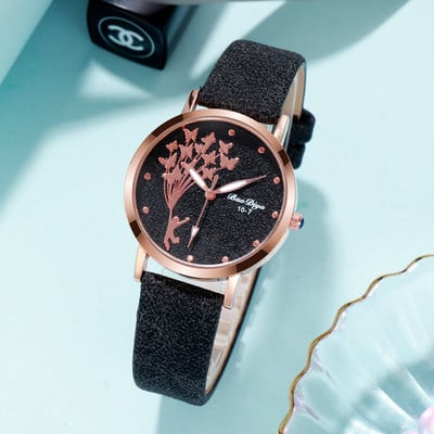 Ceasuri de mână tip fluture pentru femei, la modă nouă, 2022, ceas de cuarț maro simplu, ceasuri de mână pentru femei, din piele, cu livrare prin picătură.