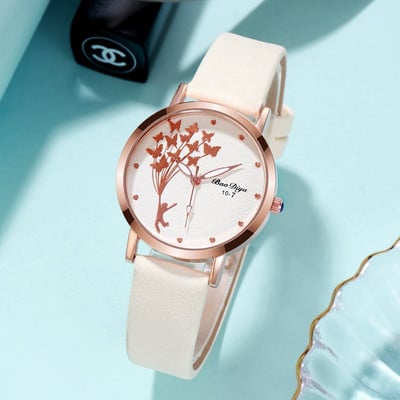 Ceasuri de mână tip fluture pentru femei, la modă nouă, 2022, ceas de cuarț maro simplu, ceasuri de mână pentru femei, din piele, cu livrare prin picătură.