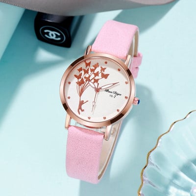 Ceasuri de mână tip fluture pentru femei, la modă nouă, 2022, ceas de cuarț maro simplu, ceasuri de mână pentru femei, din piele, cu livrare prin picătură.