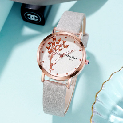 Ceasuri de mână tip fluture pentru femei, la modă nouă, 2022, ceas de cuarț maro simplu, ceasuri de mână pentru femei, din piele, cu livrare prin picătură.