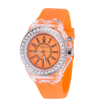 Дамски LED светкавица Светещ часовник Персонализиран кристал със силикагел Деца Студенти Любители Желета Момче Момиче Тенденция Часовници Светлина