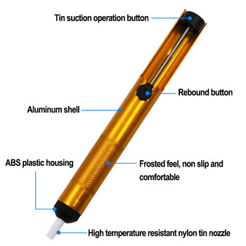 1PCS Алуминиева метална разпояваща смукателна помпа Запояваща смукателна писалка Инструмент за премахване на вакуум Желязо Разпояване Инструмент за ръчно заваряване