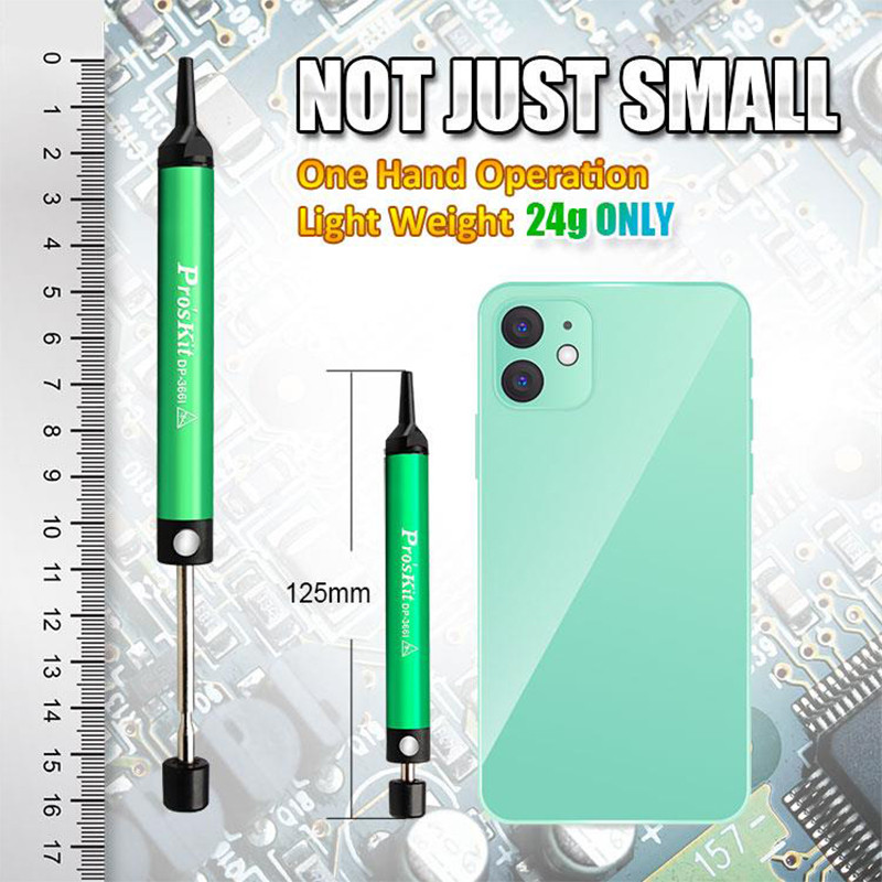 Pro`sKit DP-366I Mini aliuminio lydinio alavo siurbimo įtaisas Antistatinis alavo siurbimo siurblys mažo dydžio stiprus siurbimo taisymo įrankis