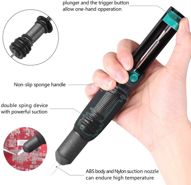 Plastikust võimas jootmispump imemisplekk vaakumjootekolb desolderpüstol jootmispliiatsi eemaldamine käsitsi keevitustööriistad