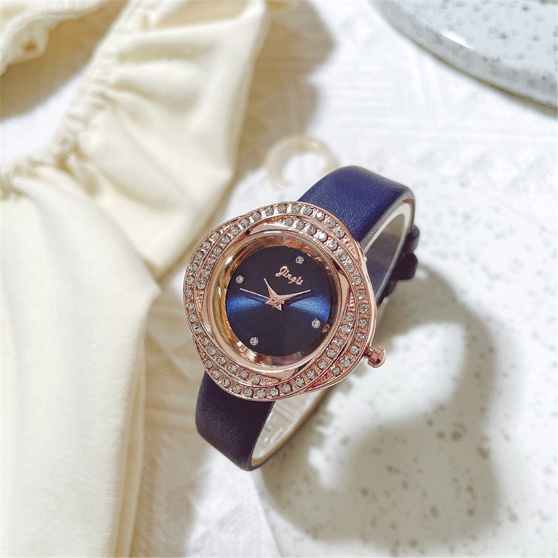 Ceasuri de lux neregulate cu strasuri, marca de moda pentru femei, calitati de ceas cu cuart, ceasuri de mana din piele pentru femei.