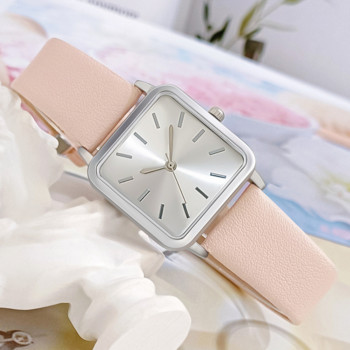 Луксозен кварцов часовник Женска модна марка Плътен цвят Опростен Стил за пътуване до работа PU Колан за часовник Дамски ежедневен ръчен часовник 2023 г.