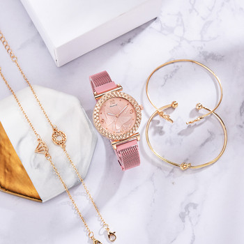 5PCS комплект дамски часовници луксозна рокля от розово злато кварцов часовник гривна дамски спортен ръчен часовник часовник подарък жена Relogio Feminino