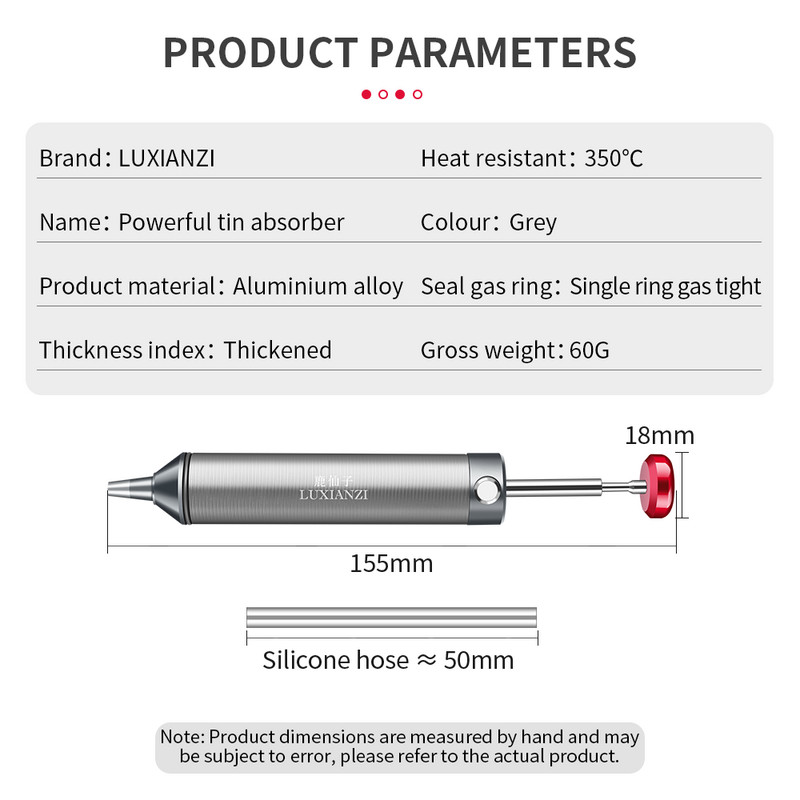 LUXIANZI alumínium kiforrasztó szivattyú szívó ón pisztoly forrasztó szívótoll eltávolítása nagy teljesítményű vákuum forrasztópáka hegesztő javító szerszámok