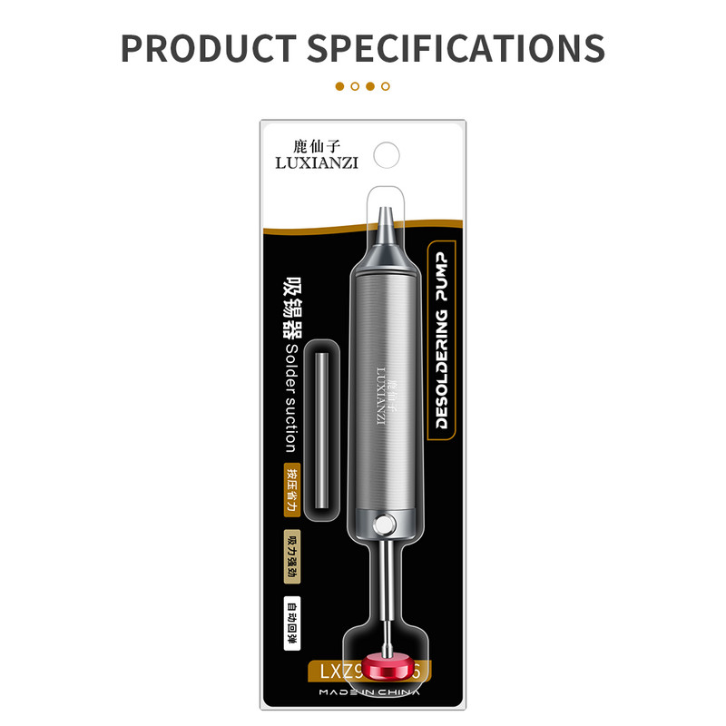 LUXIANZI alumínium kiforrasztó szivattyú szívó ón pisztoly forrasztó szívótoll eltávolítása nagy teljesítményű vákuum forrasztópáka hegesztő javító szerszámok