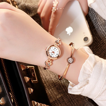 2023 Моден дамски часовник с гривна със сърце, розово злато, кварцов часовник, ръчен часовник, дамска рокля, ежедневни часовници с гривна, подарък, аксесоари