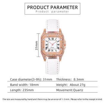 Μόδα γυναικεία ρολόγια 2023 Γυναικεία τετράγωνα ρολόγια καρπού με αστέρι στρας από χαλαζία Γυναικείο casual λευκό δερμάτινο ρολόι Reloj Mujer