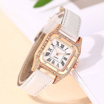 2023 Модни дамски часовници за жени Квадратни планински кристали звезден кварцов ръчен часовник Дамски ежедневен бял кожен часовник Reloj Mujer
