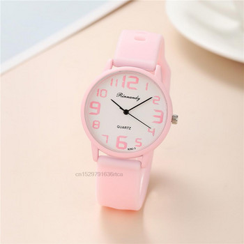 Дамски моден комплект силиконови часовници Минималистичен висококачествен голям циферблат Дамски кварцови ръчни часовници с ежедневни часовници Подаръци