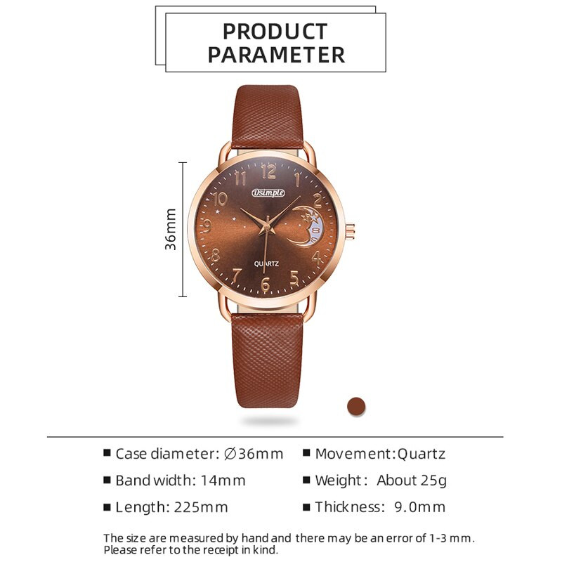 2023 m. madingi moteriški laikrodžiai Žvaigždės Moons Moteriškas paprastas kvarcinis laikrodis Rožinio aukso spalvos moteriškas laisvalaikis odinis rankinis laikrodis Reloj Mujer