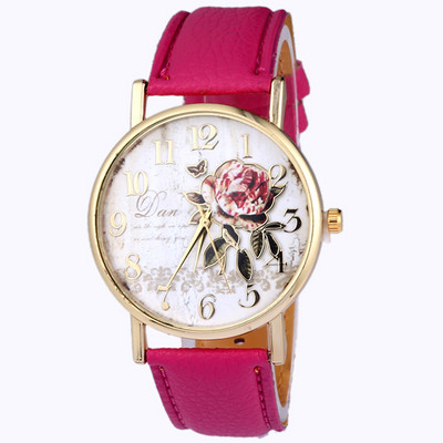 orologio donna Горещи продавани кожени ръчни часовници Ново пристигане Часовници с шарка на роза за жени Подарък Моден ежедневен студентски часовник